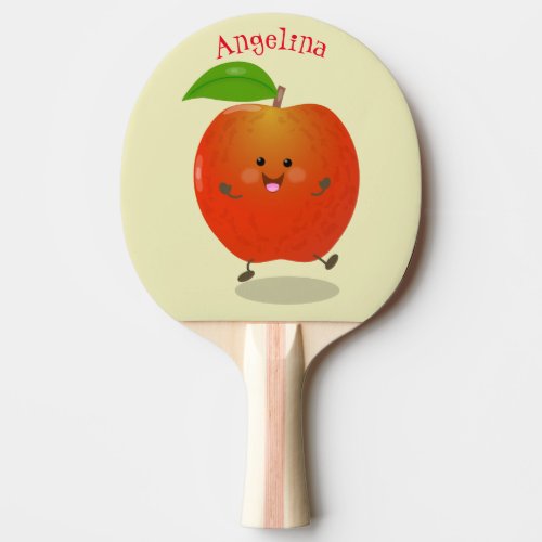 Cute dancing apple cartoon illustration ping pong paddle