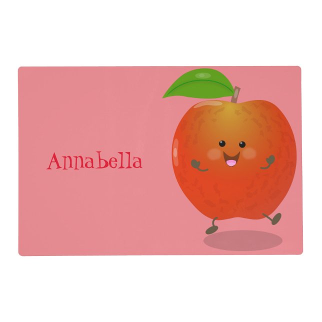 Cute dancing apple cartoon illustration placemat (Front)
