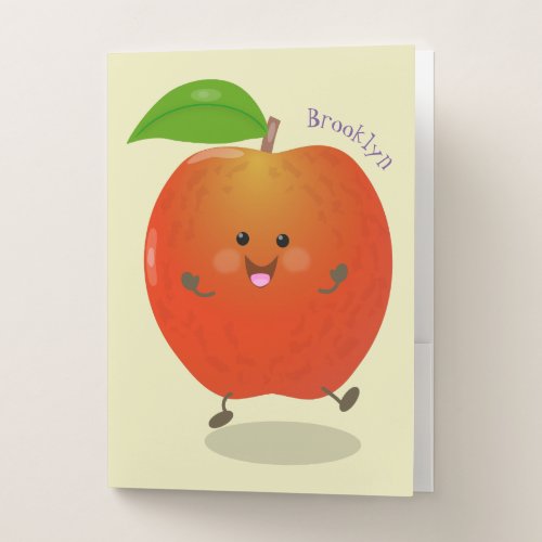 Cute dancing apple cartoon illustration pocket folder