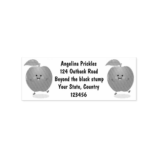 Cute dancing apple cartoon illustration rubber stamp (Imprint)