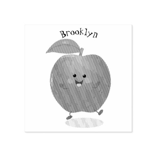 Cute dancing apple cartoon illustration rubber stamp