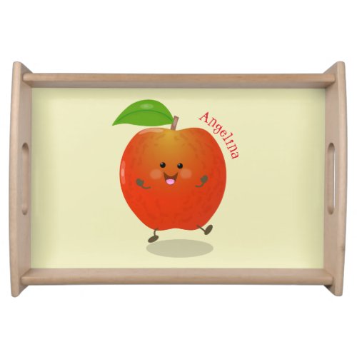 Cute dancing apple cartoon illustration serving tray
