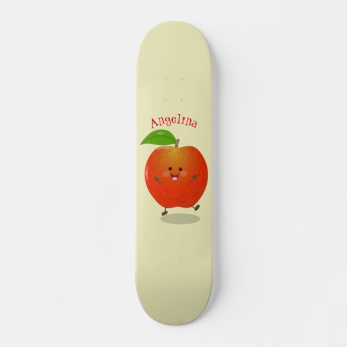 Cute dancing apple cartoon illustration skateboard