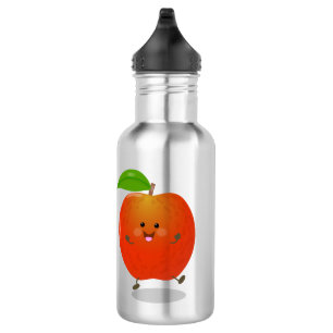 Cute dancing apple cartoon illustration stainless steel water bottle