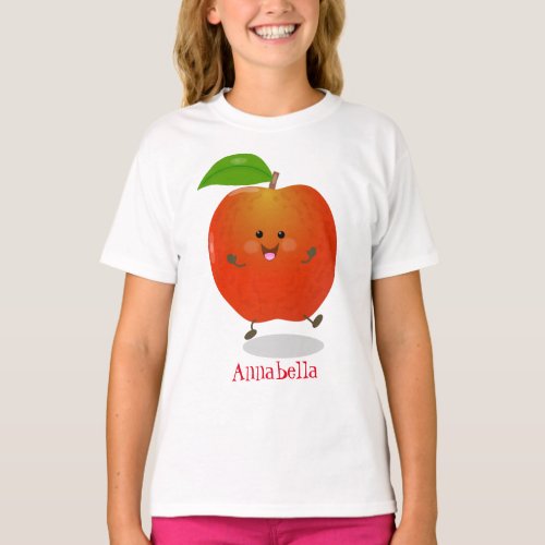 Cute dancing apple cartoon illustration T_Shirt