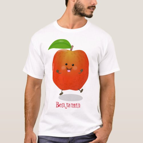 Cute dancing apple cartoon illustration T_Shirt