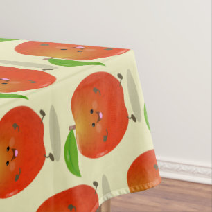Cute dancing apple cartoon illustration tablecloth