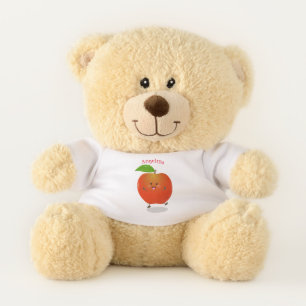 Cute dancing apple cartoon illustration teddy bear