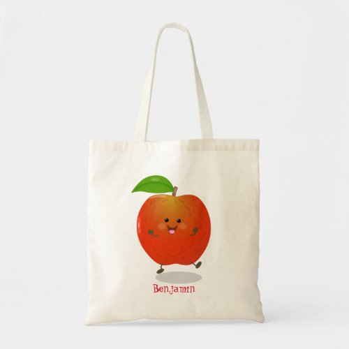 Cute dancing apple cartoon illustration tote bag