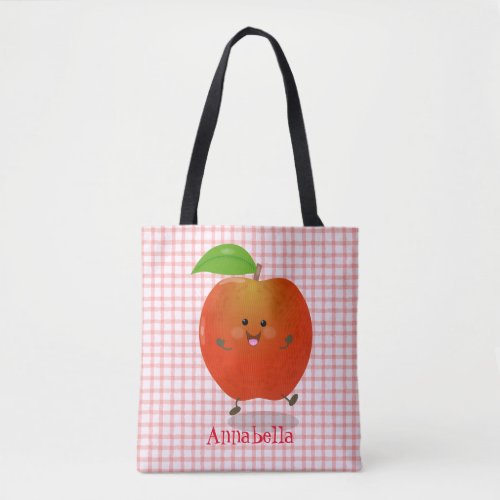 Cute dancing apple cartoon illustration tote bag