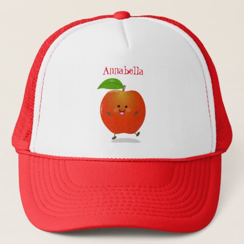 Cute dancing apple cartoon illustration trucker hat