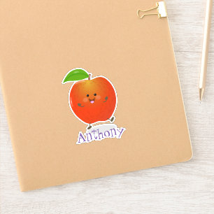 Cute dancing apple kawaii cartoon illustration sticker