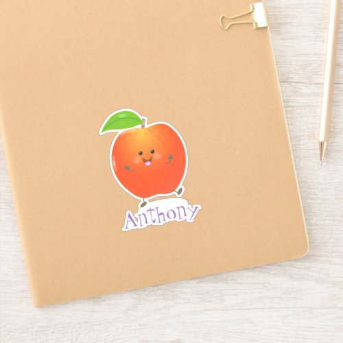 Cute dancing apple kawaii cartoon illustration sticker