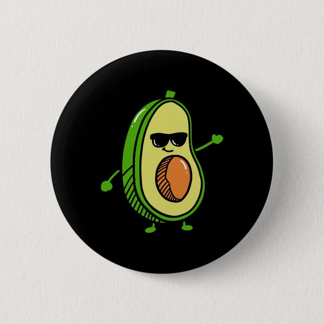 Cute Dancing Avocado - Guacamole Avocado Graphics  Button (Front)