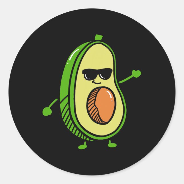 Cute Dancing Avocado - Guacamole Avocado Graphics  Classic Round Sticker (Front)
