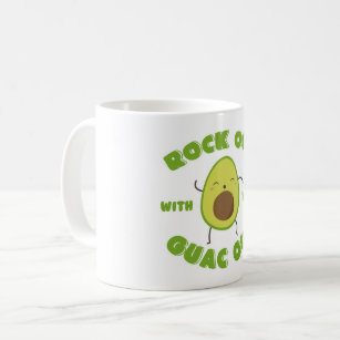 Cute Dancing Avocado "Rock Out With Your Guac Out" Coffee Mug