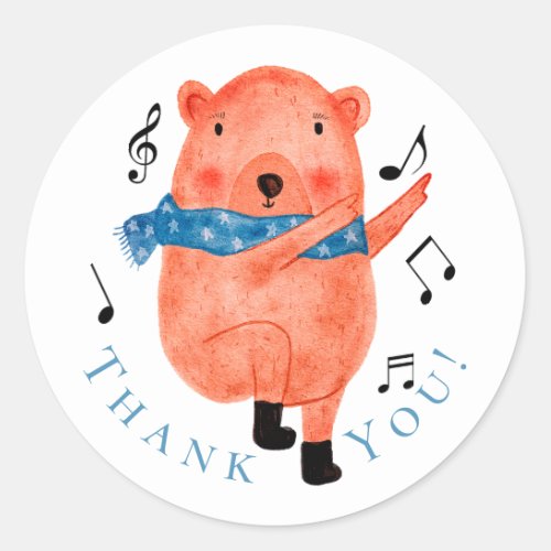 Cute Dancing Bear Thank You Sticker