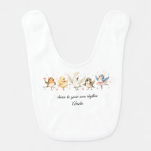 Cute Dancing Birds Personalized Baby Bib