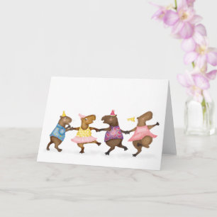 Cute dancing capybaras celebration card