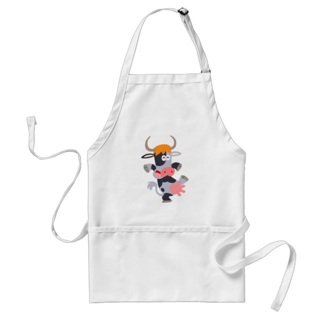 Cute Dancing Cartoon Cow  Apron (Front)