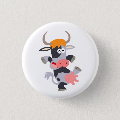 Cute Dancing Cartoon Cow  Button Badge