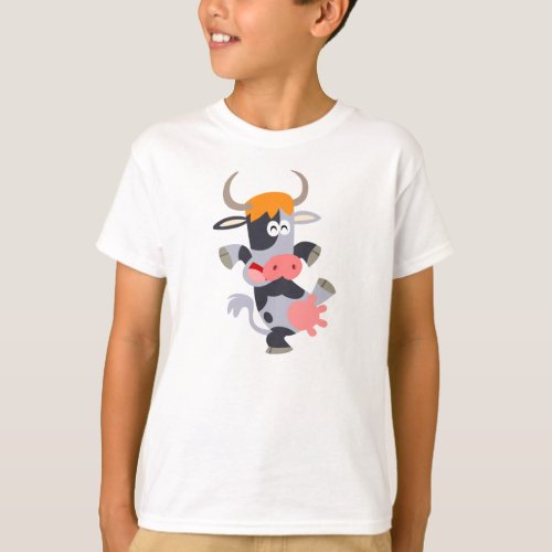 Cute Dancing Cartoon Cow  Children T_Shirt