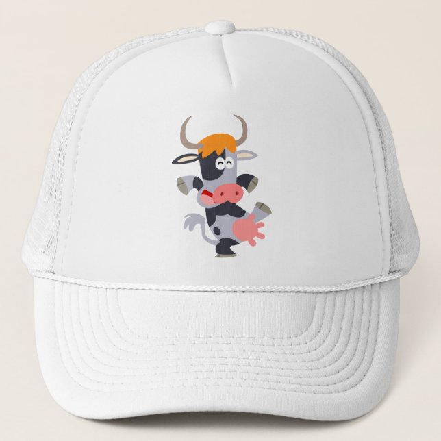 Cute Dancing Cartoon Cow  Hat (Front)