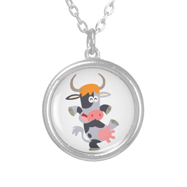 Cute Dancing Cartoon Cow Necklace (Front)
