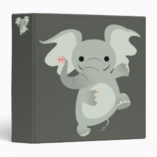 Cute Dancing Cartoon Elephant 3 Ring Binder