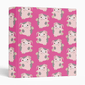 Cute Dancing Cartoon Pig Repeat Pattern Binder