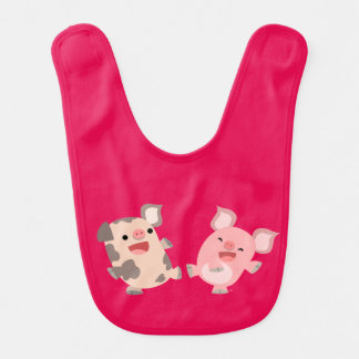 Cute Dancing Cartoon Pigs Baby Bib