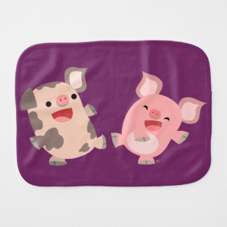 Cute Dancing Cartoon Pigs Burp Cloth