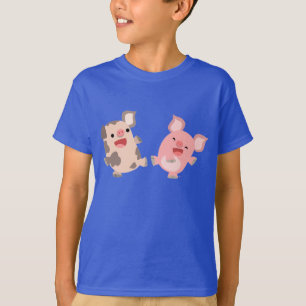 Cute Dancing Cartoon Pigs Kids T-Shirt