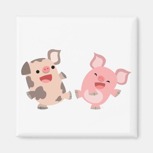 Cute Dancing Cartoon Pigs Magnet (Front)