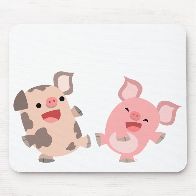 Cute Dancing Cartoon Pigs Mousepad (Front)