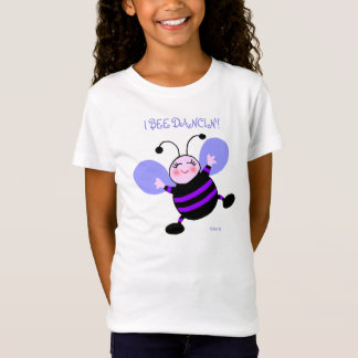 Cute Dancing Cartoon Purple Bee Lavender Wings T-Shirt