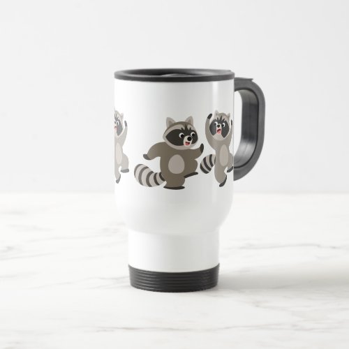 Cute Dancing Cartoon Raccoons Commuter Mug