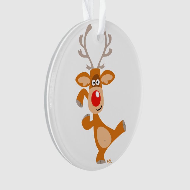 Cute Dancing Cartoon Reindeer Acrylic Ornament (Front)