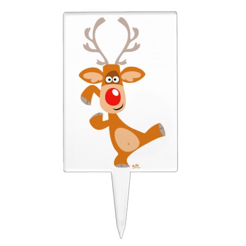 Cute Dancing Cartoon Reindeer Cake Pick