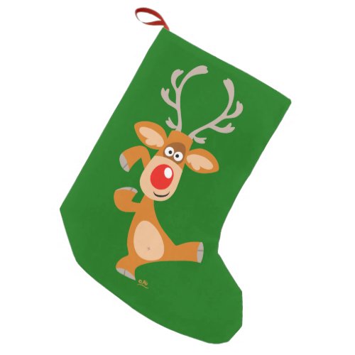 Cute Dancing Cartoon Reindeer Christmas Stocking