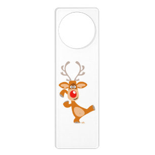 Cute Dancing Cartoon Reindeer Door Hanger