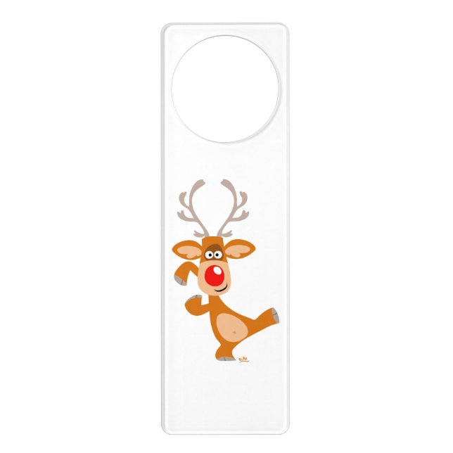 Cute Dancing Cartoon Reindeer Door Hanger (Front)