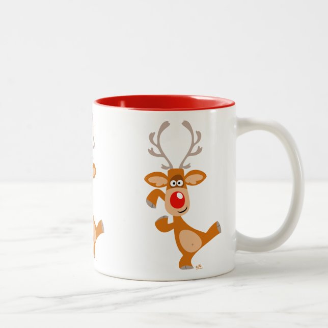 Cute Dancing Cartoon Reindeer Mug (Right)