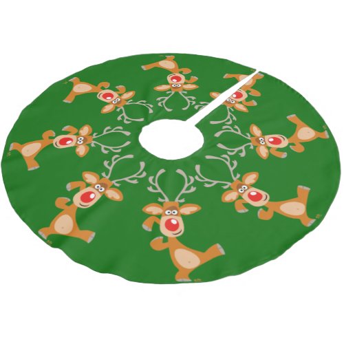 Cute Dancing Cartoon Reindeer Tree Skirt