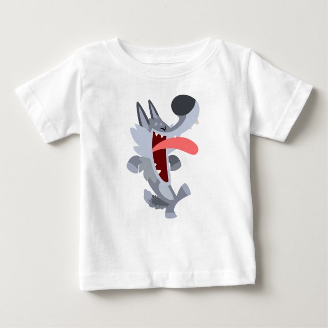Cute Dancing Cartoon Wolf Baby T-Shirt (Front)