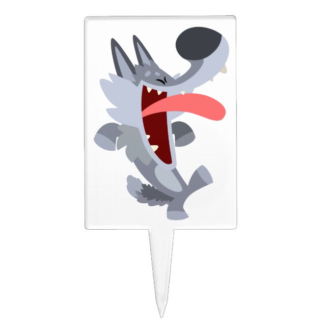 Cute Dancing Cartoon Wolf Cake Pick (Front)