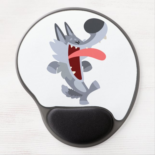 Cute Dancing Cartoon Wolf Gel Mousepad (Front)