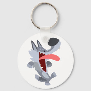 Cute Dancing Cartoon Wolf Keychain