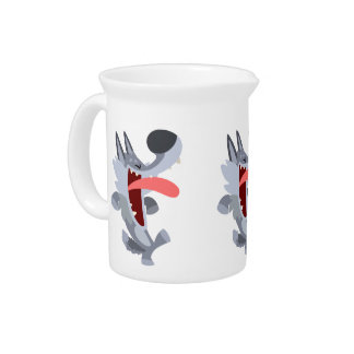 Cute Dancing Cartoon Wolf Pitcher