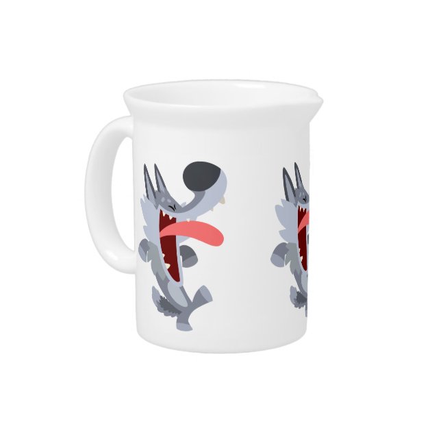 Cute Dancing Cartoon Wolf Pitcher (Left)